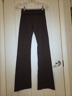 Wide-Leg Fold-Over Waist Pants in Dark Brown